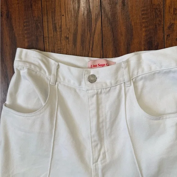 Lisa Says Gah Robyn High Waisted Straight Leg White Jeans Pants | Size 29 - Picture 5 of 8